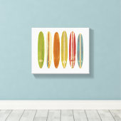 Longboard surfplanken  Retro Style Surfing Canvas Afdruk (Insitu (Houten vloer))