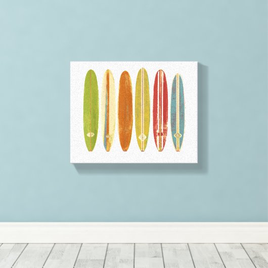 Longboard surfplanken  Retro Style Surfing Canvas Afdruk (Insitu (Houten vloer))