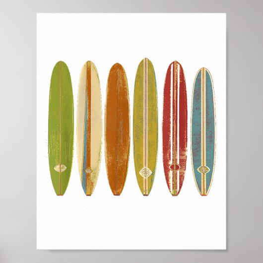 Longboard surfplanken  Retro Style Surfing Poster (Voorkant)