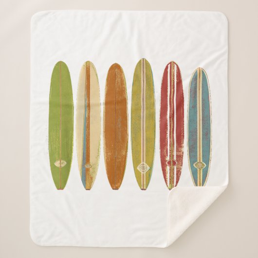 Longboard surfplanken  Retro Style Surfing Sherpa Deken (Voorkant)