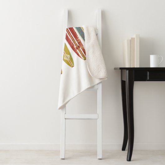 Longboard surfplanken  Retro Style Surfing Sherpa Deken (In situ)