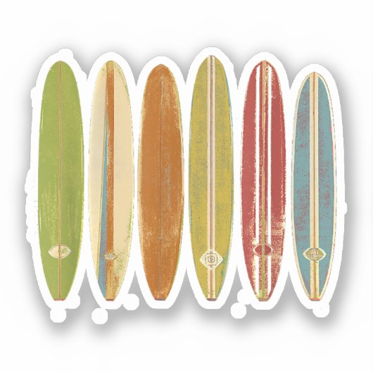Longboard surfplanken  Retro Style Surfing Sticker (Voorkant)