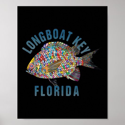 Longboat Key, Florida Beach Design _ Souvenir Illu Poster (Voorkant)