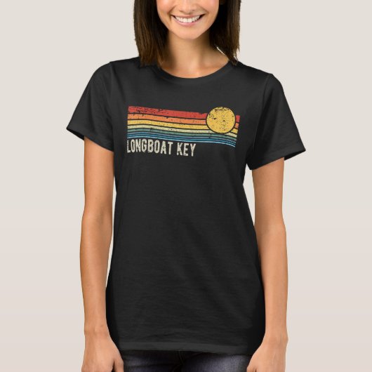 Longboat Key Florida Retro Sunset Distressed Style T-shirt (Voorkant)