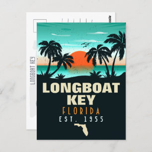 Longboat Key Florida Retro Sunset Souvenirs 60s Briefkaart