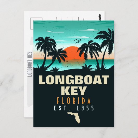 Longboat Key Florida Retro Sunset Souvenirs 60s Briefkaart (Voorkant / Achterkant)