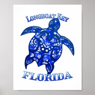 Longboat Key Florida Vakantie Tribale Schildpad Poster