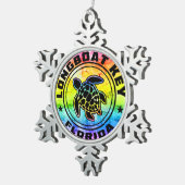 Longboat Key Florida Zee Schildpad Tin Sneeuwvlok Ornament (Rechts)