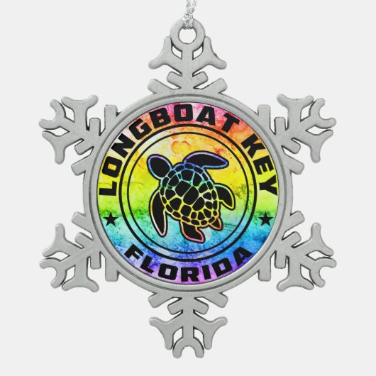 Longboat Key Florida Zee Schildpad Tin Sneeuwvlok Ornament (Voorkant)