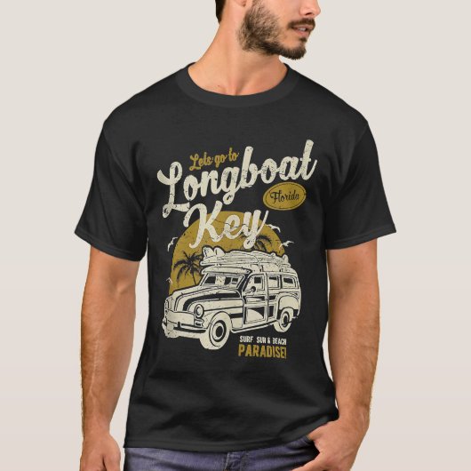 Longboot Key FL Retro Distress Souvenir T-shirt (Voorkant)