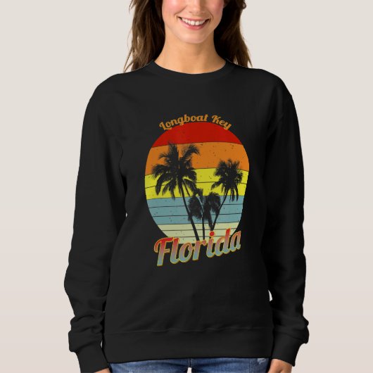 Longboot Key Florida Retro Tropical Palm Trees vac Trui (Voorkant)