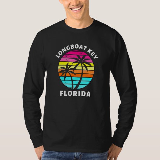 Longboot Key Florida Sunset Palm Trees Family Vaca T-shirt (Voorkant)