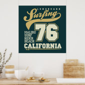 Longbordsurfen | Californië 76 Poster (Keuken)