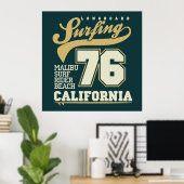 Longbordsurfen | Californië 76 Poster (Thuiskantoor)