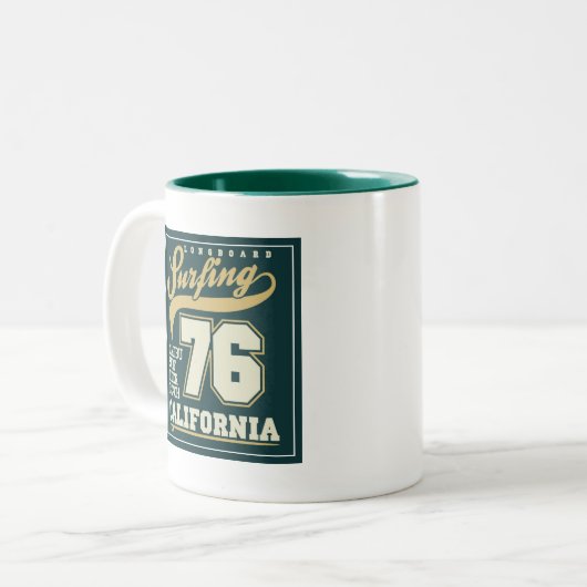Longbordsurfen | Californië 76 Tweekleurige Koffiemok (Voorkant links)