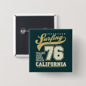 Longbordsurfen | Californië 76 Vierkante Button 5,1 Cm (Voorkant /achterkant)