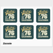 Longbordsurfen | Californië 76 Vierkante Sticker (Vel)