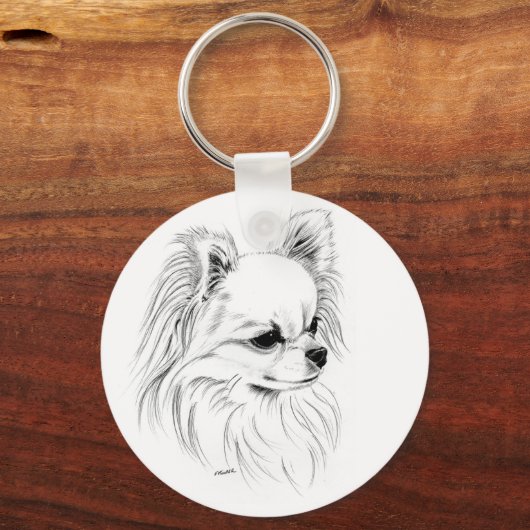 Longcoat chihuahua sleutelhanger (Voorkant)