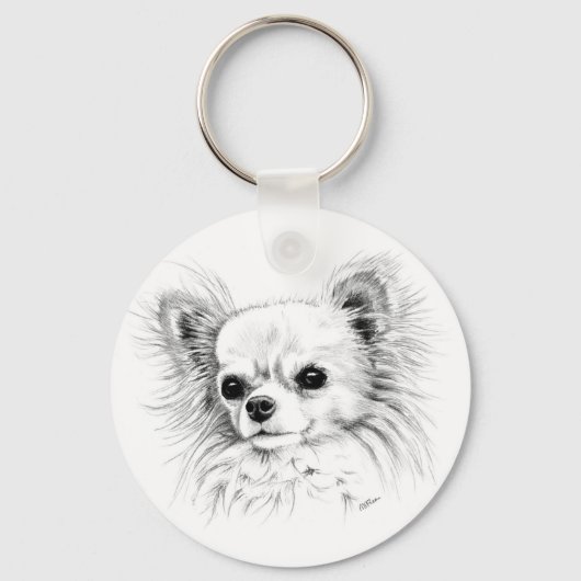 Longcoat chihuahua sleutelhanger (Voorkant)