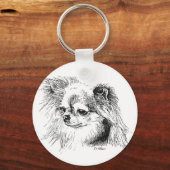 Longcoat chihuahua sleutelhanger (Voorkant)
