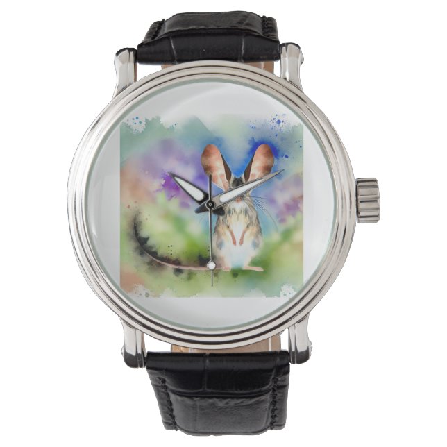Longeared Jerboa 200824AREF110 - Watercolor Horloge (Voorkant)