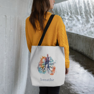 Longen, adem als een boom, aanpasbaar tote bag