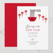 Longevity Noodles Good Fortune Chinees Nieuwjaar Kaart (Voorkant / Achterkant)