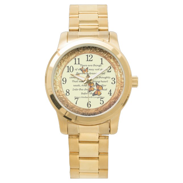 Longfellow ~ Monarch Butterflies ~ Golden Ring ~ Horloge (Voorkant)