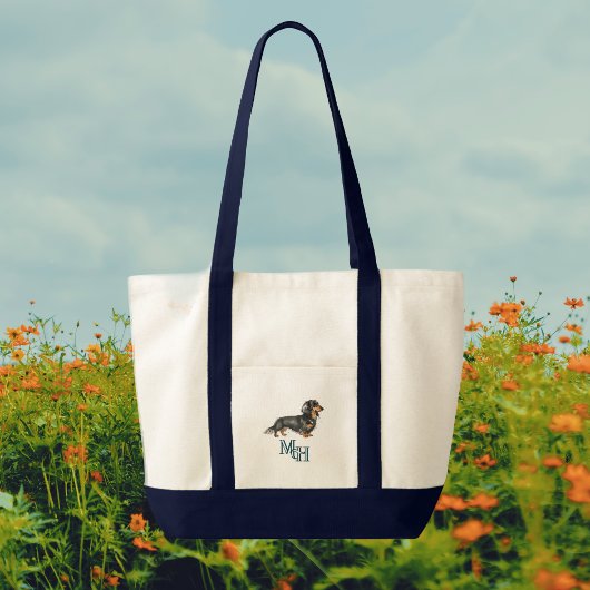 Longhair Miniatuur Teckel Monogram Canvas Tote Bag