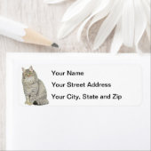 Longhair Tabby Cat Etiket (Insitu)