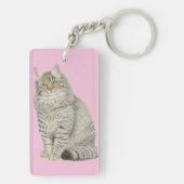 Longhair Tabby Cat Sleutelhanger (achterkant)