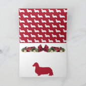 Longhair Teckel Gevouwen Vakantie Kaart (Binnen)