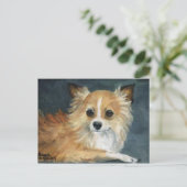 "Longhaire Chihuahua" Briefkaart van de Dog Art (Staand voorkant)