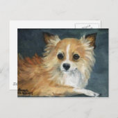 "Longhaire Chihuahua" Briefkaart van de Dog Art (Voorkant / Achterkant)
