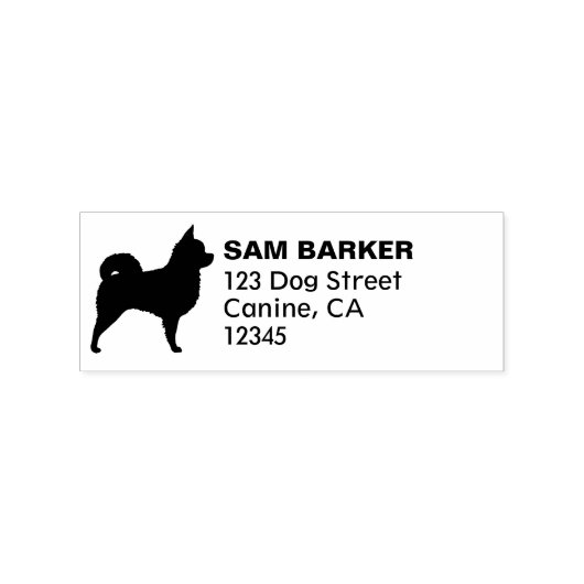 Longhaire Chihuahua Dog Silhouette Return Address Rubberstempel (Gestempeld)