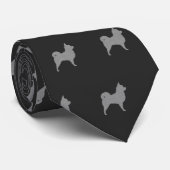 Longhaire Chihuahua Dogs Pattern Gray Stropdas (Opgerold)