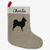 Longhaire Chihuahua Silhouette met tekst Kleine Kerstsok (Voorkant)