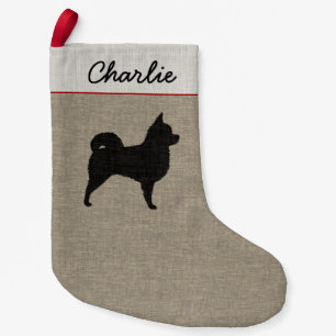 Longhaire Chihuahua Silhouette met tekst Kleine Kerstsok