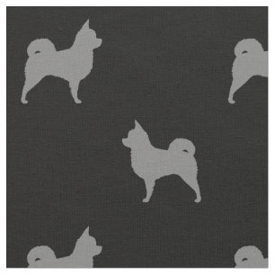 Longhaire Chihuahua Silhouettes Grey and Black Stof
