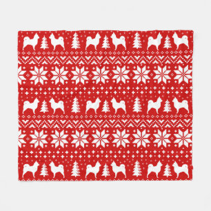 Longhaire Chihuahua Silhouettes kerstpatroon Fleece Deken