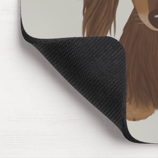 Longhaire Chocolate Brown Dachshund Muismat (Hoek)