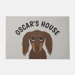 Longhaire Chocolate Dachshund Dog Persoonlijk Deurmat