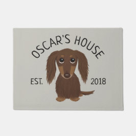 Longhaire Chocolate Dachshund Dog Persoonlijk Deurmat
