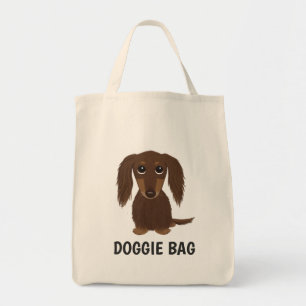 Longhaire Chocolate Dachshund Wiener Hondenliefheb Tote Bag
