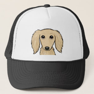 Longhaire Cream Dachshund   Cartoon Wiener Dog Trucker Pet