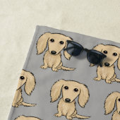 Longhaire Cream Dachshund Pattern | Kute honden Strandlaken (In situ)