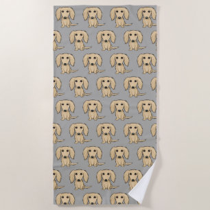 Longhaire Cream Dachshund Pattern Kute honden Strandlaken