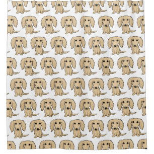 Longhaire Cream Dachshunds Pattern Wiener Dogs Douchegordijn