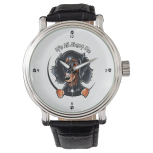 Longhaire Dachshund Black Tan IAAM Horloge