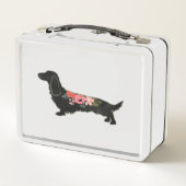 Longhaire Dachshund Bohemian Floral Silhouette (Achterkant)